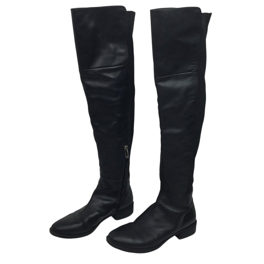 Sam Edelman Pam Over-The-Knee Black Leather Textile Boots Womens 8M